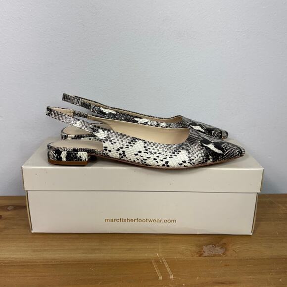 New Marc Fisher Fina2 Slingback Flats in Black Multi Women's Size 8 - Picture 5 of 10